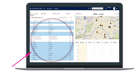 Sélection des comptes, contacts et prospects à visiter dans le logiciel de gestion de tournée